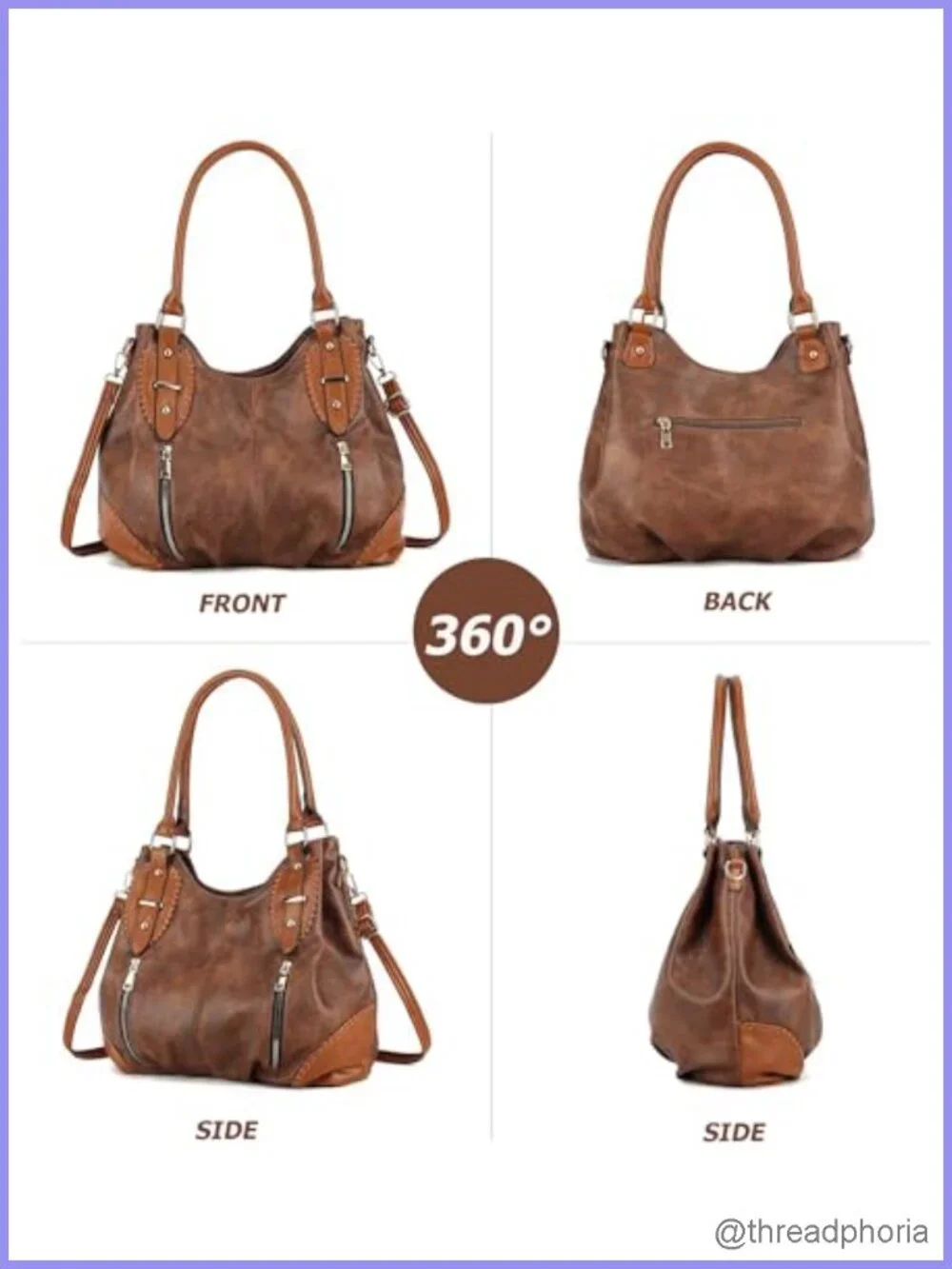 Vintage Large PU Hobo Tote Bag Satchel Purse with Strap Women